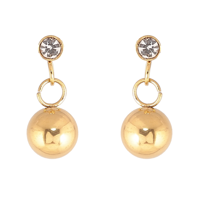 Сережки Xuping TTM Stainless Steel колір 14К пусети «Підвіски з кульками» фото №1 Сережки Xuping TTM Stainless Steel колір 14К пусети «Підвіски з кульками» фото №1