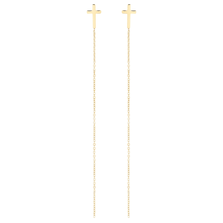 Серьги Xuping TTM Stainless Steel цвет 14К пусеты Крестики с цепочками фото №22