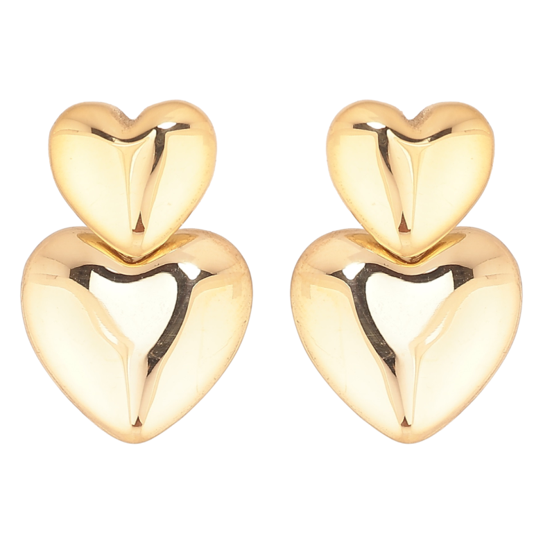 Сережки Xuping TTM Stainless Steel колір 14К пусети «Сердечка» фото №1 Сережки Xuping TTM Stainless Steel колір 14К пусети «Сердечка» фото №1