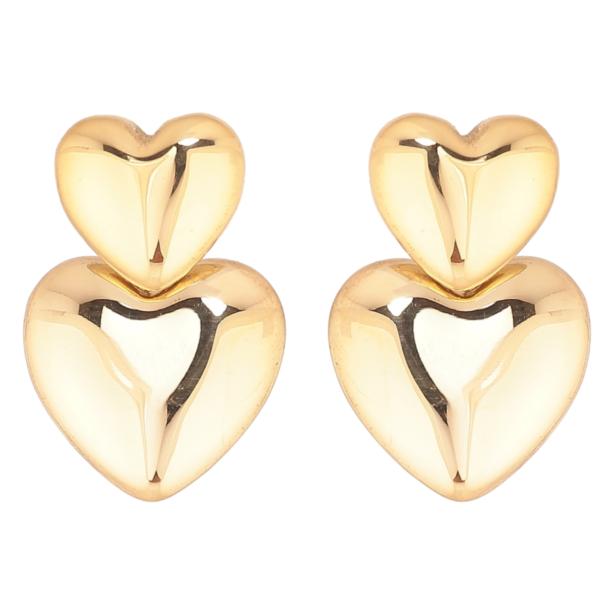 Сережки Xuping TTM Stainless Steel колір 14К пусети «Сердечка» фото №1 Сережки Xuping TTM Stainless Steel колір 14К пусети «Сердечка» фото №1