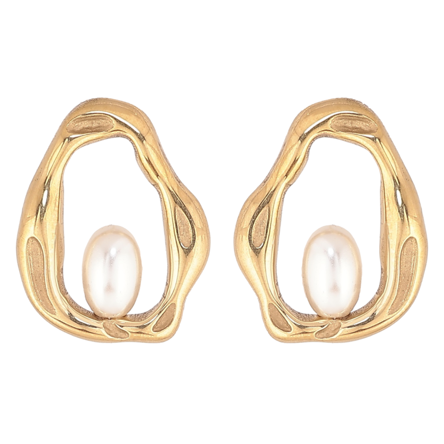 Серьги Xuping TTM Stainless Steel цвет 14К пусеты Авангард фото №1