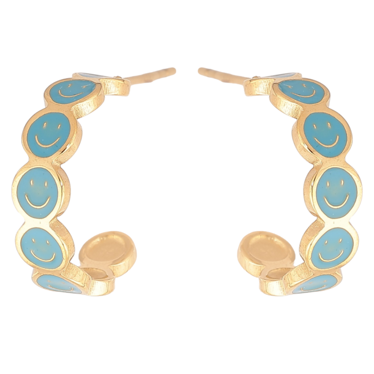 Сережки Xuping TTM Stainless Steel колір 14К пусети «Дуги з блакитними смайликами» фото №19 Сережки Xuping TTM Stainless Steel колір 14К пусети «Дуги з блакитними смайликами» фото №19