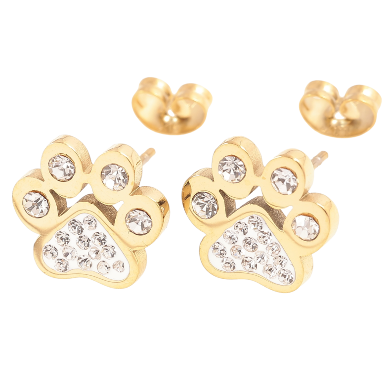 Серьги Xuping TTM Stainless Steel цвет 14К пусеты Лапки с цирконием фото №1