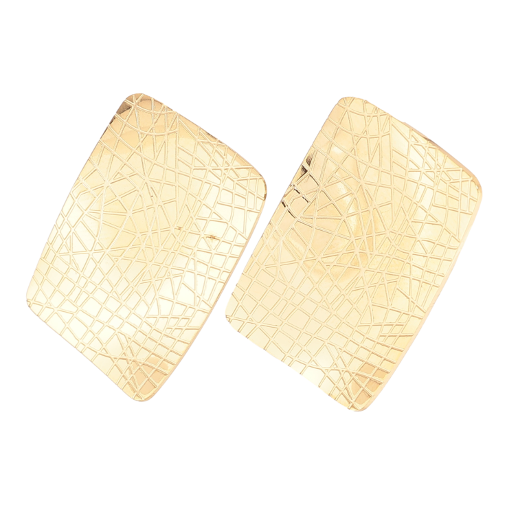 Сережки Xuping TTM Stainless Steel колір 14К пусети «Прямокутники з візерунком» на один бік фото №9