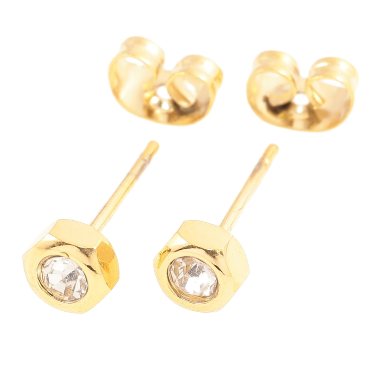 Серьги Xuping TTM Stainless Steel цвет 14К пусеты Гайки с кристаллами фото №7