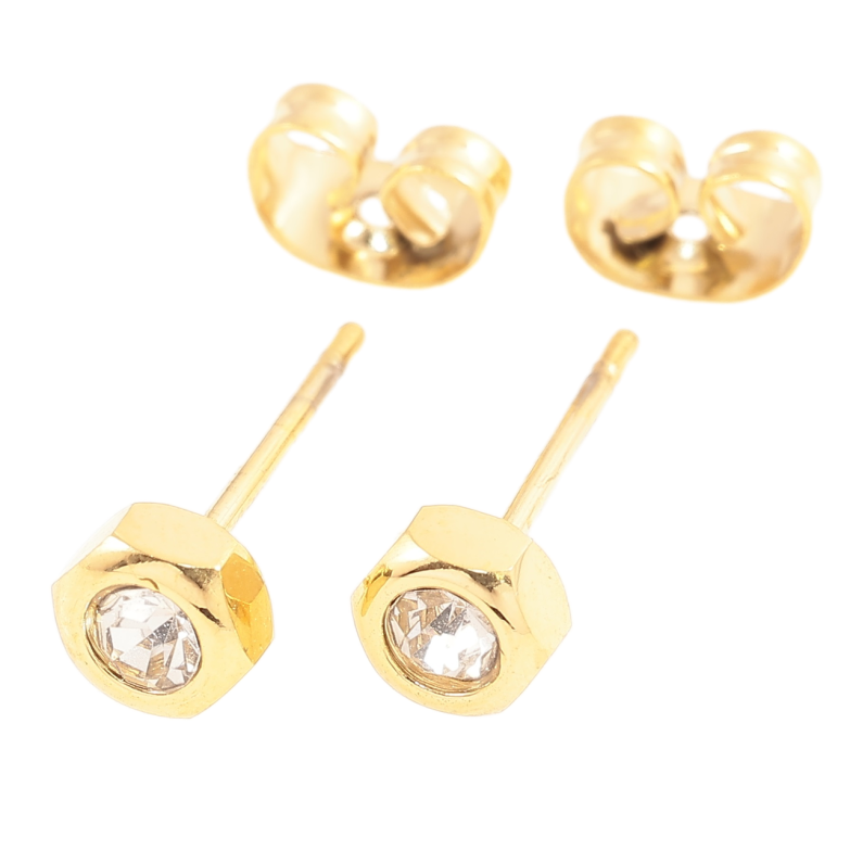 Серьги Xuping TTM Stainless Steel цвет 14К пусеты Гайки с кристаллами фото №4