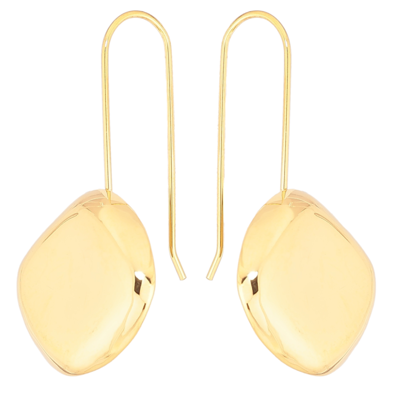 Сережки Xuping TTM Stainless Steel колір 14К французький замок «Ромби на дужках» фото №1 Сережки Xuping TTM Stainless Steel колір 14К французький замок «Ромби на дужках» фото №1