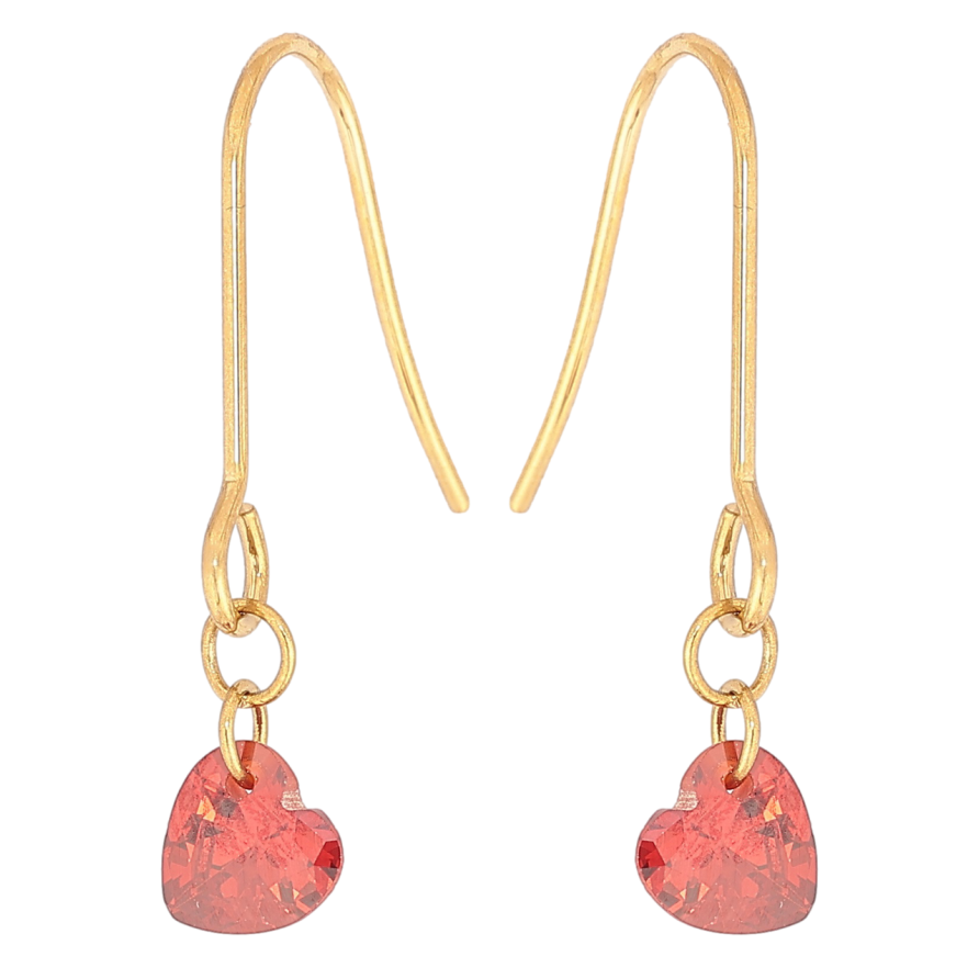 Сережки Xuping TTM Stainless Steel колір 14К французький замок «Червоні кришталеві сердечка» фото №1 Сережки Xuping TTM Stainless Steel колір 14К французький замок «Червоні кришталеві сердечка» фото №1