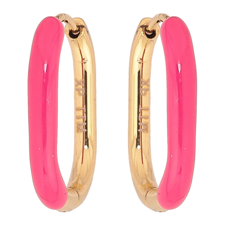Серьги Xuping TTM Stainless Steel цвет 14К колечки Покраска розовой эмалью фото №23