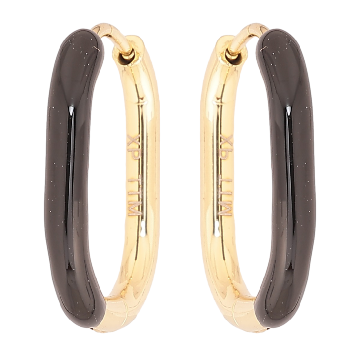 Серьги Xuping TTM Stainless Steel цвет 14К колечки Покраска черной эмалью фото №16