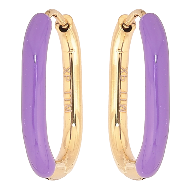 Серьги Xuping TTM Stainless Steel цвет 14К колечки Покраска сиреневой эмалью фото №22