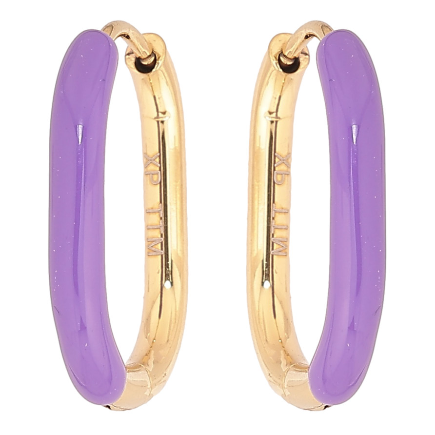Серьги Xuping TTM Stainless Steel цвет 14К колечки Покраска сиреневой эмалью фото №1 Серьги Xuping TTM Stainless Steel цвет 14К колечки Покраска сиреневой эмалью фото №1