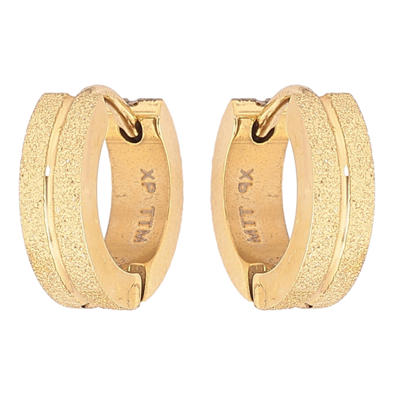 Серьги Xuping TTM Stainless Steel цвет 14К колечки Узор шагренью фото №2