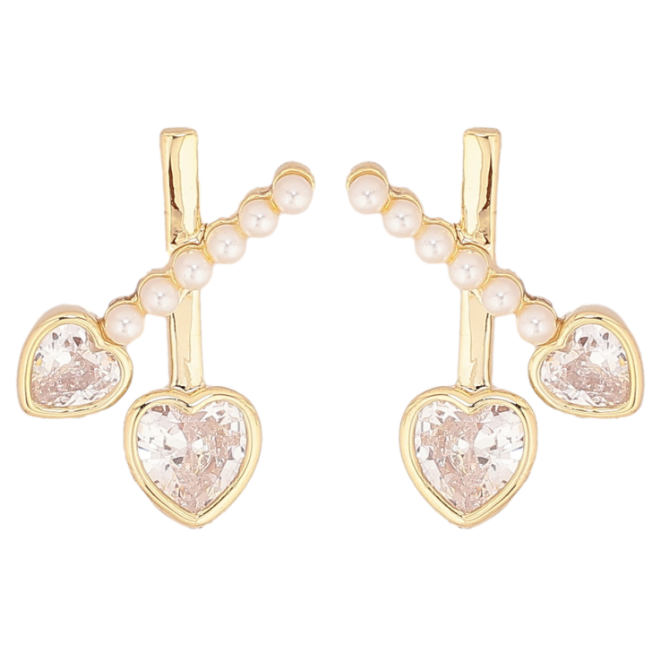 Сережки Xuping Позолота 14K пусети «Візерунок з кришталевими сердечками» фото №12 Сережки Xuping Позолота 14K пусети «Візерунок з кришталевими сердечками» фото №12