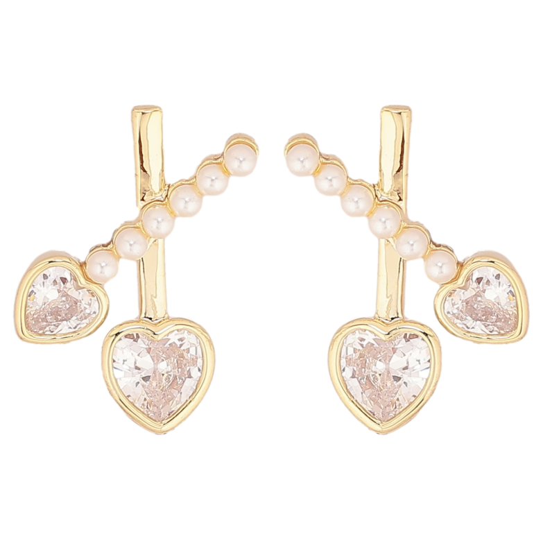 Серьги Xuping Позолота 14K пусеты Узор с кристальными сердечками фото №1