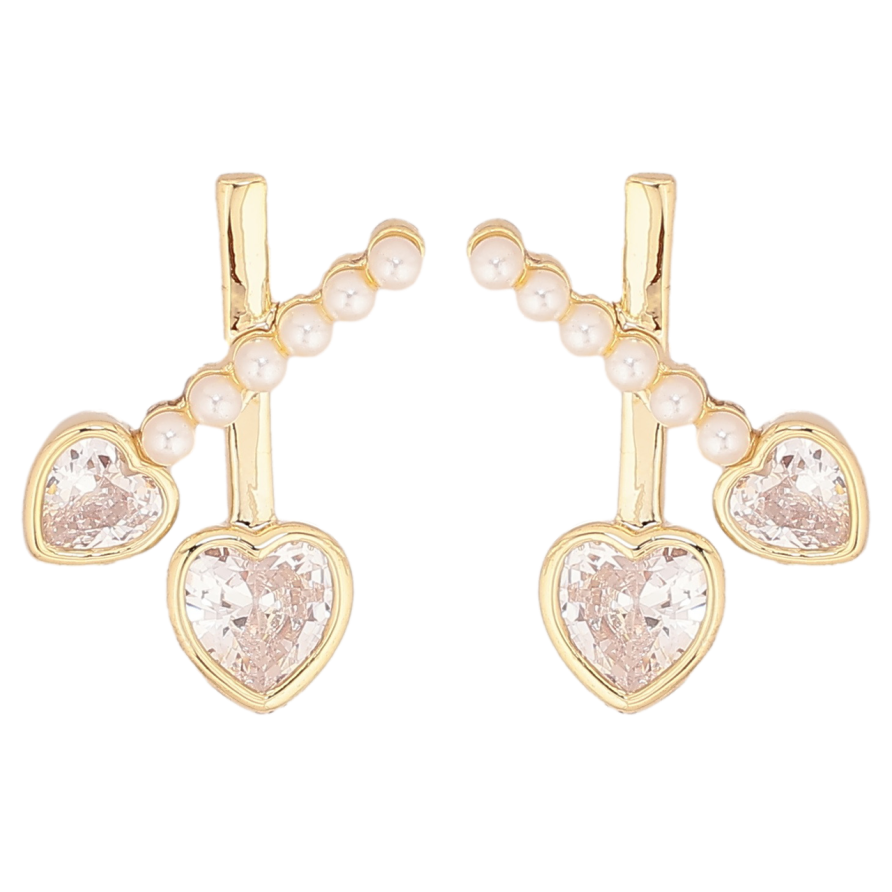 Серьги Xuping Позолота 14K пусеты Узор с кристальными сердечками фото №1