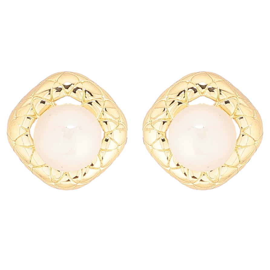 Серьги Xuping Позолота 14K пусеты Ромбовый узор с жемчужинами фото №1