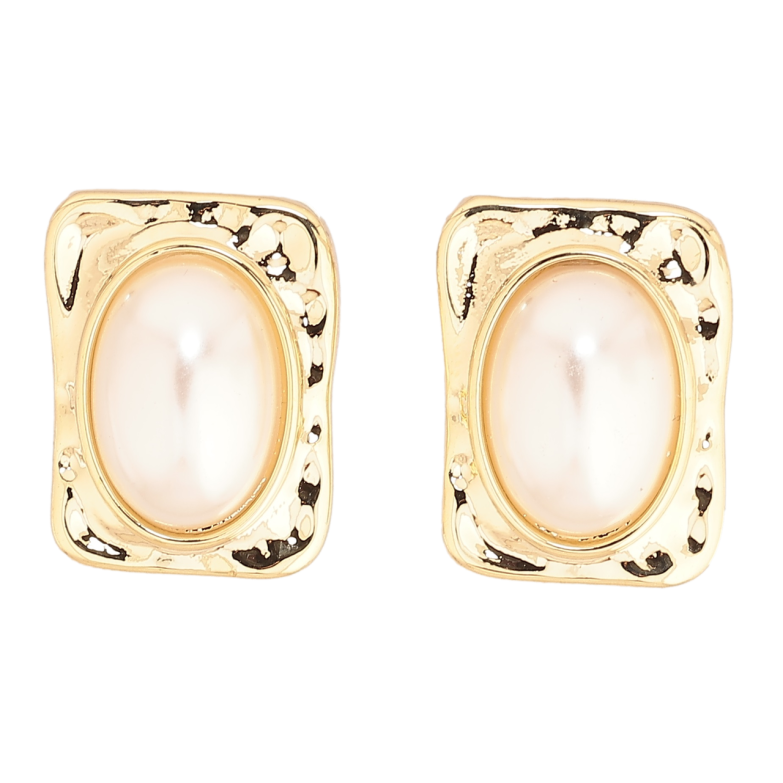 Серьги Xuping Позолота 14K пусеты Прямоугольные с жемчужными вставками фото №2