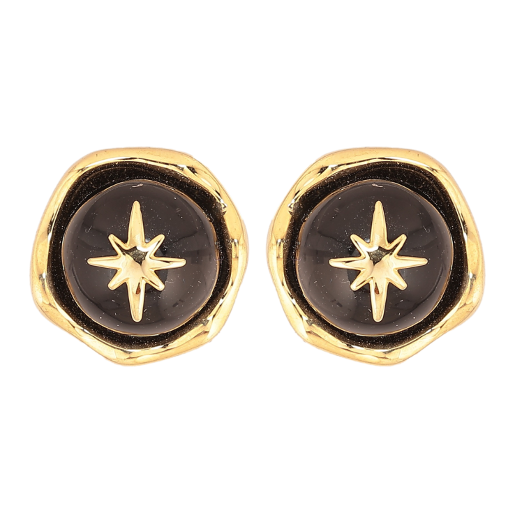 Серьги Xuping Позолота 14K пусеты Черные шарики со звездами фото №20