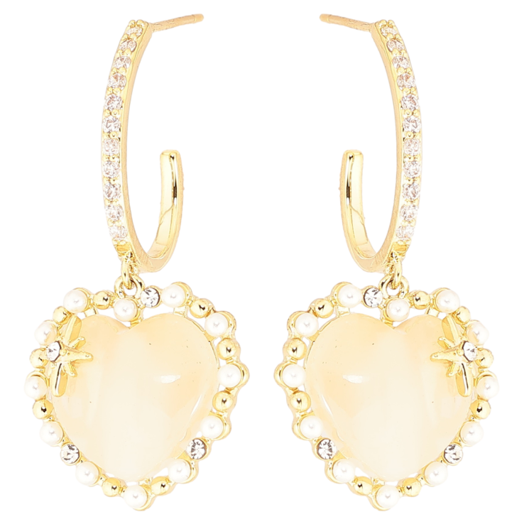 Серьги Xuping Позолота 14K пусеты Сердечки фото №10