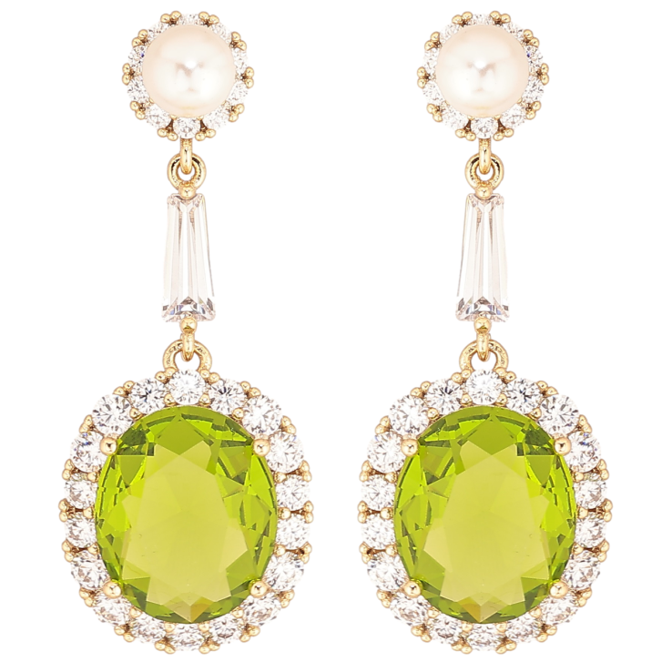 Серьги Xuping Позолота 14K пусеты Подвески с салатовыми фианитами в обрамлении циркония фото №13