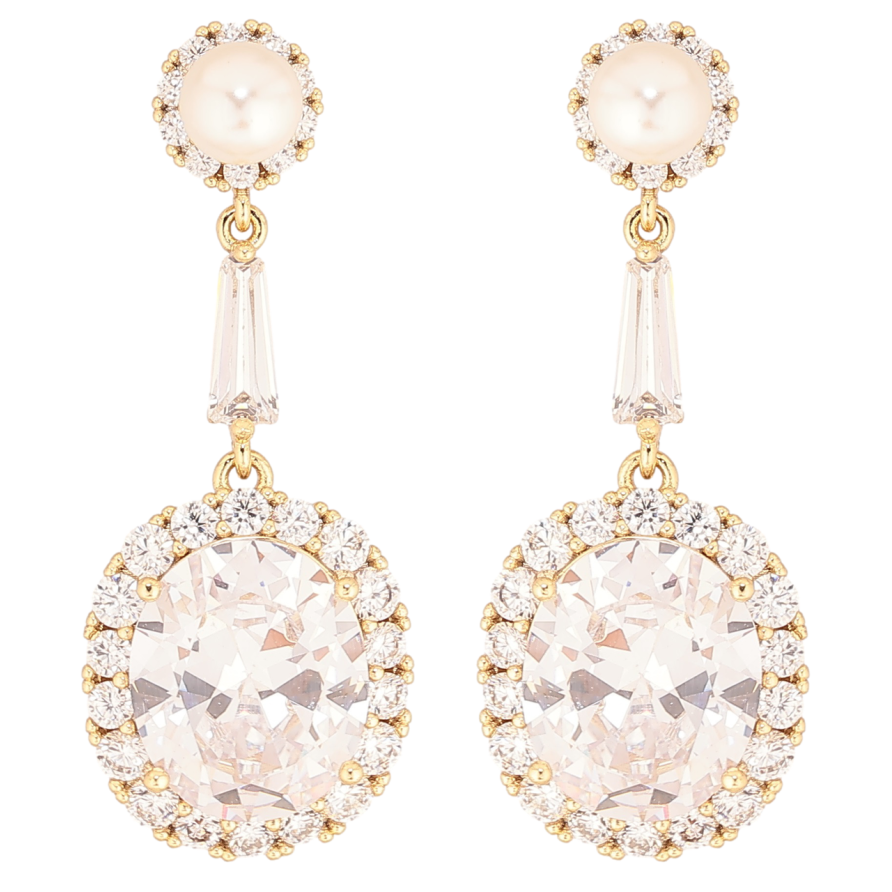 Серьги Xuping Позолота 14K пусеты Подвески с фианитами в обрамлении циркония фото №1