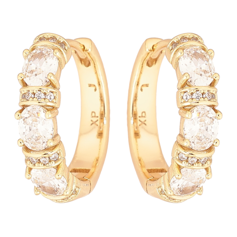 Серьги Xuping Позолота 14K колечки Кристальный блеск фото №1