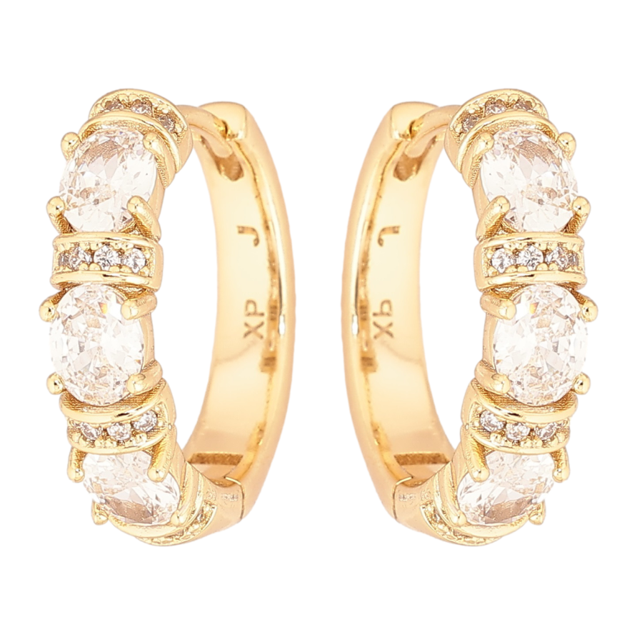 Сережки Xuping Позолота 14K колечка «Кришталевий блиск» фото №1