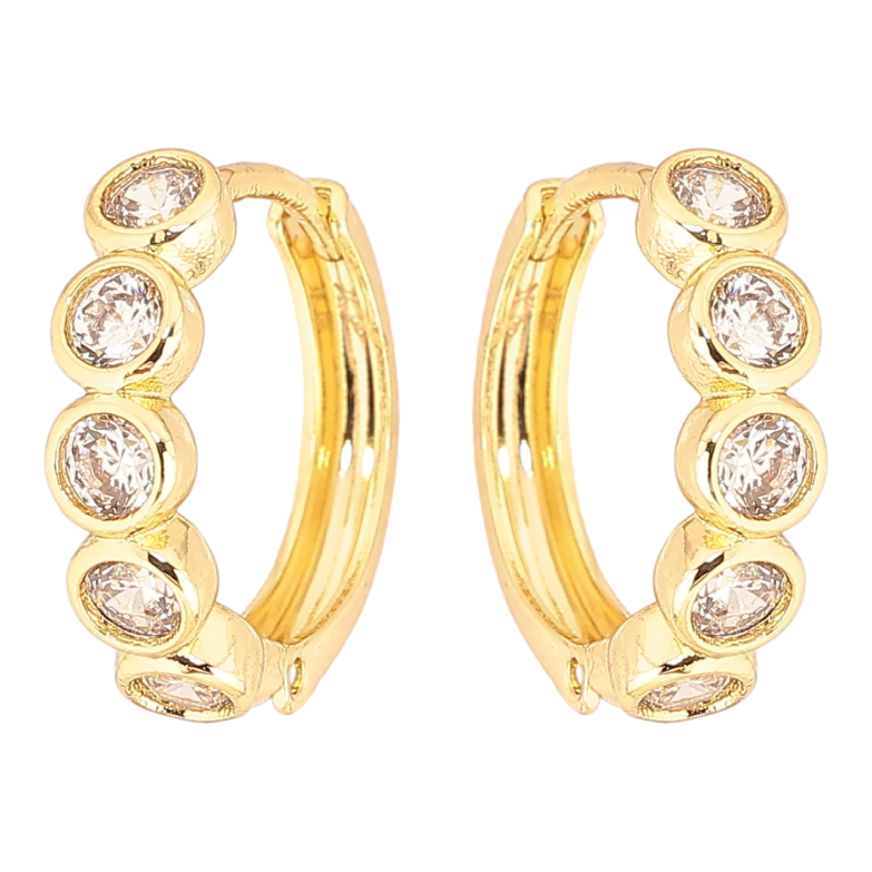 Сережки Xuping Позолота 14K колечка «Кришталеві доріжки» фото №1