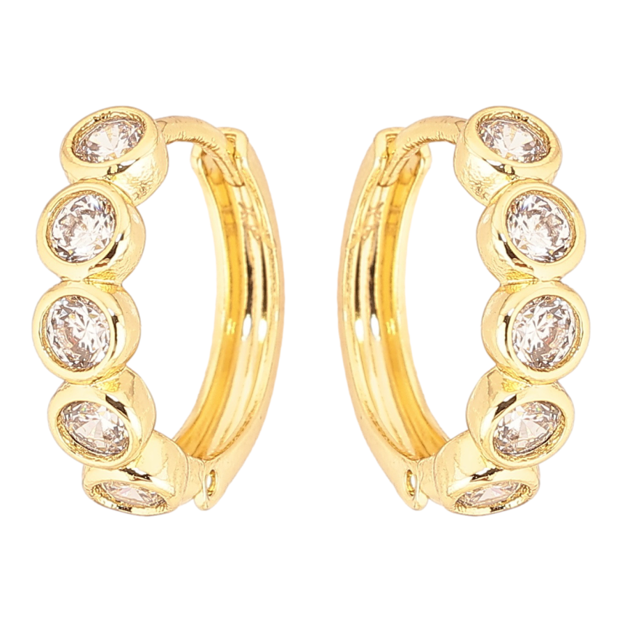 Сережки Xuping Позолота 14K колечка «Кришталеві доріжки» фото №1