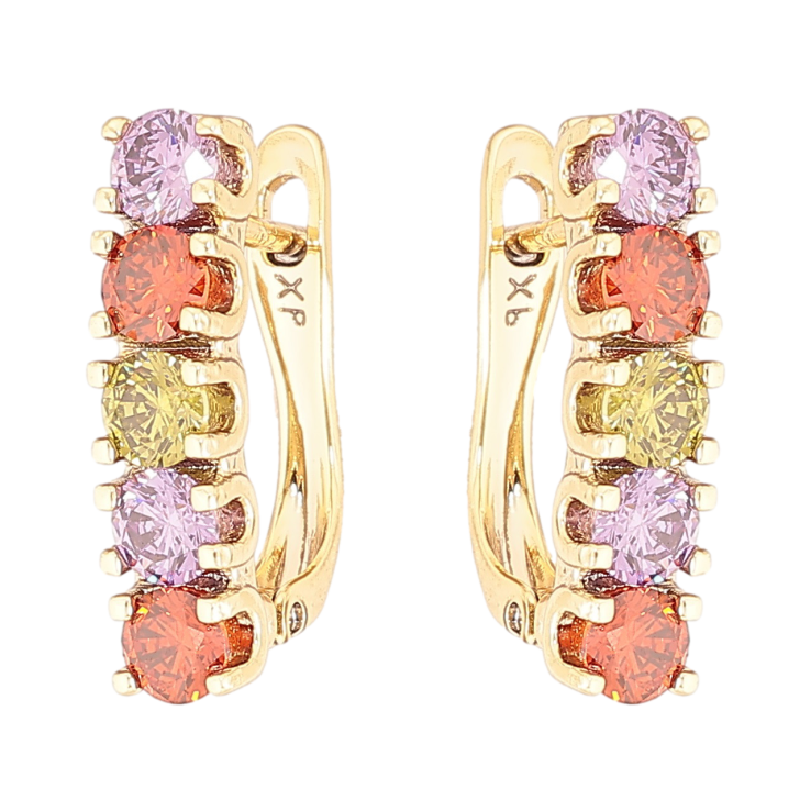 Сережки Xuping Позолота 14K англійський замок «Доріжки різнокольорових кристалів» фото №19 Сережки Xuping Позолота 14K англійський замок «Доріжки різнокольорових кристалів» фото №19