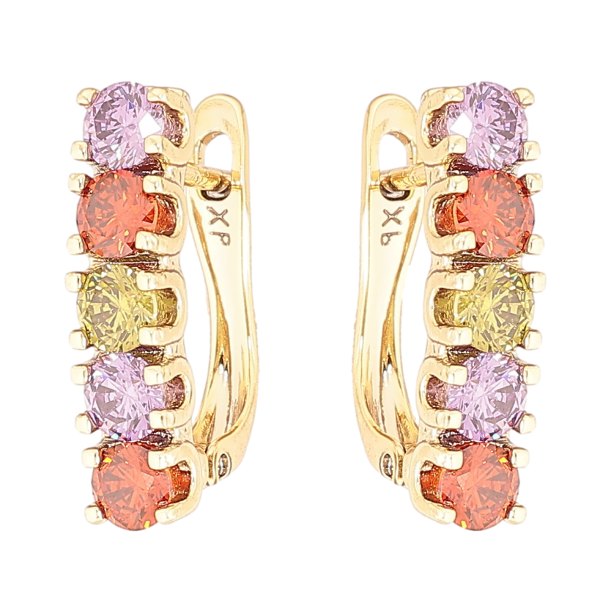 Серьги Xuping Позолота 14K английский замок Дорожки разноцветных кристаллов фото №1