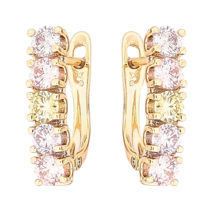 Сережки Xuping Позолота 14K англійський замок «Доріжки різнокольорових кристалів» фото №22 Сережки Xuping Позолота 14K англійський замок «Доріжки різнокольорових кристалів» фото №22