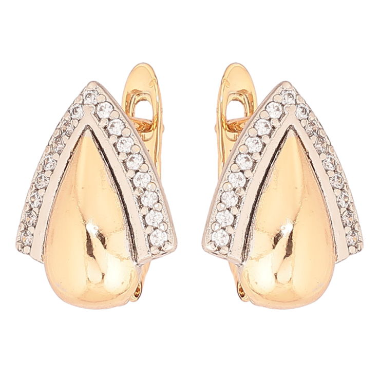 Серьги Xuping Позолота 18K + Родий английский замок Декоративный узор с кристаллами фото №10