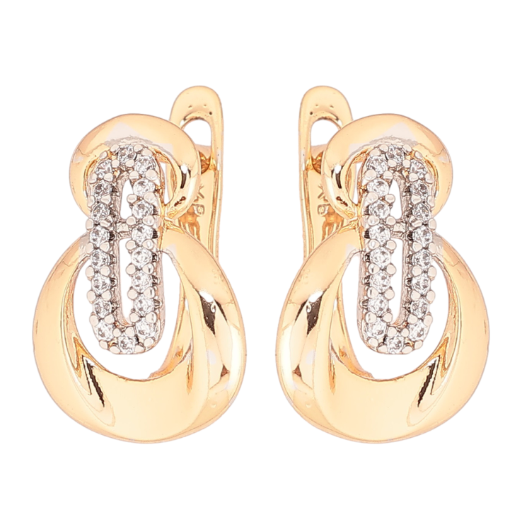 Серьги Xuping Позолота 18K + Родий английский замок Декоративный узор с кристаллами фото №11