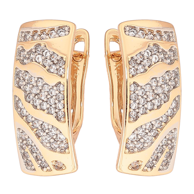 Серьги Xuping Позолота 18K + Родий английский замок Декоративный узор с кристаллами фото №21