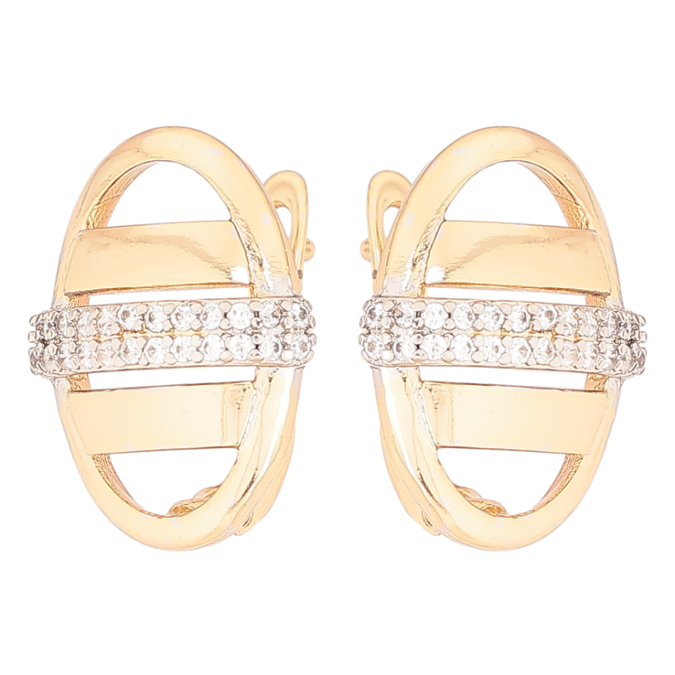 Серьги Xuping Позолота 18K + Родий английский замок Овалы с кристаллами фото №9