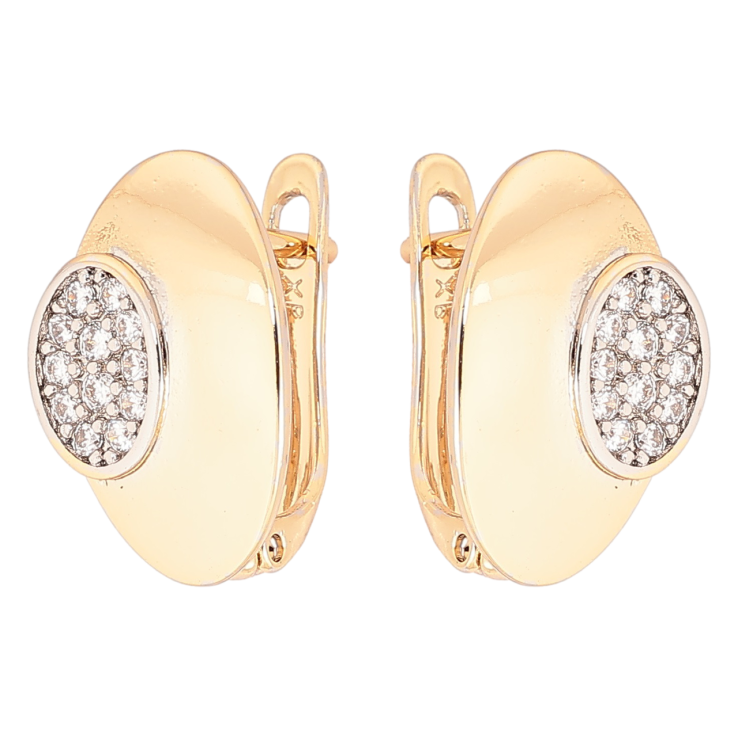 Серьги Xuping Позолота 18K + Родий английский замок Овалы с кристаллами фото №8