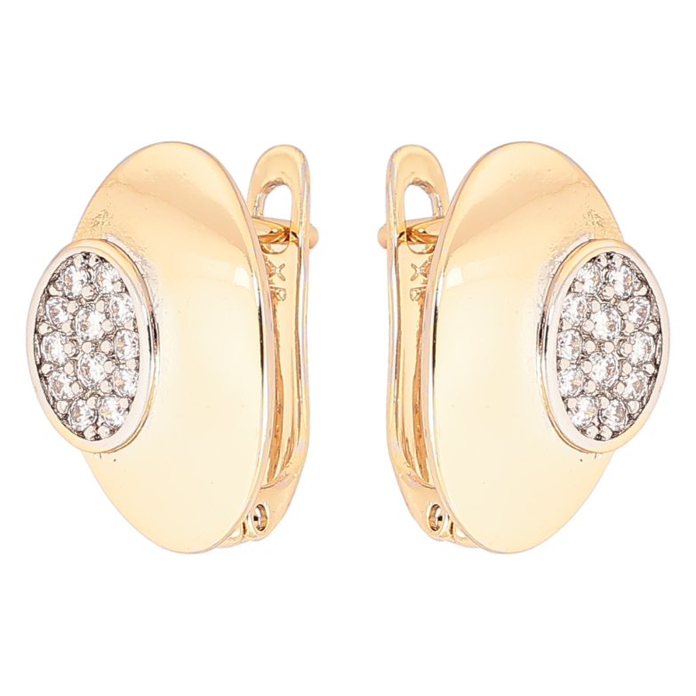Серьги Xuping Позолота 18K + Родий английский замок Овалы с кристаллами фото №1