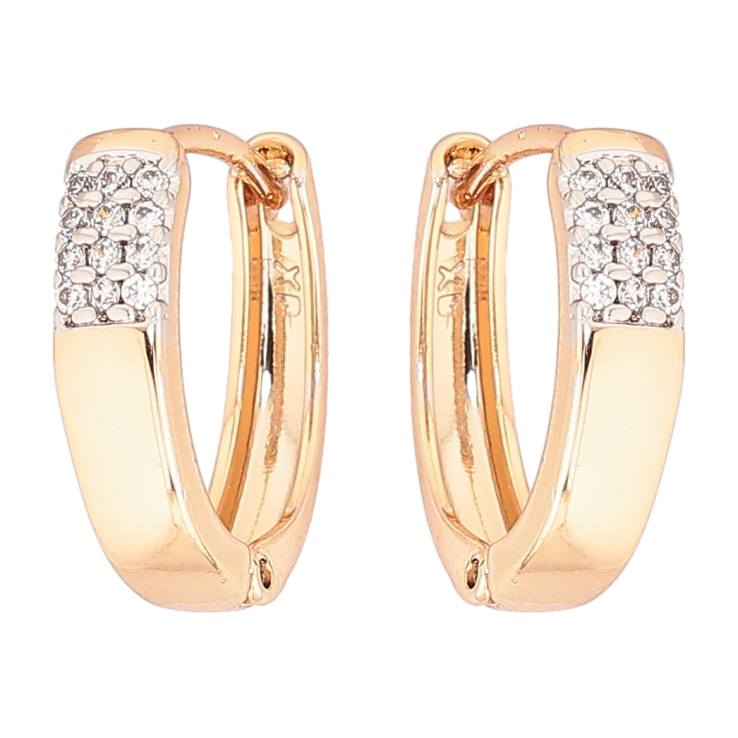 Серьги Xuping Позолота 18K + Родий колечки Узор с кристаллами фото №13