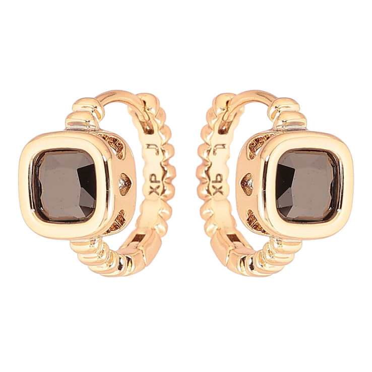 Сережки Xuping Позолота 18K колечка «Чорні кристали» фото №9 Сережки Xuping Позолота 18K колечка «Чорні кристали» фото №9