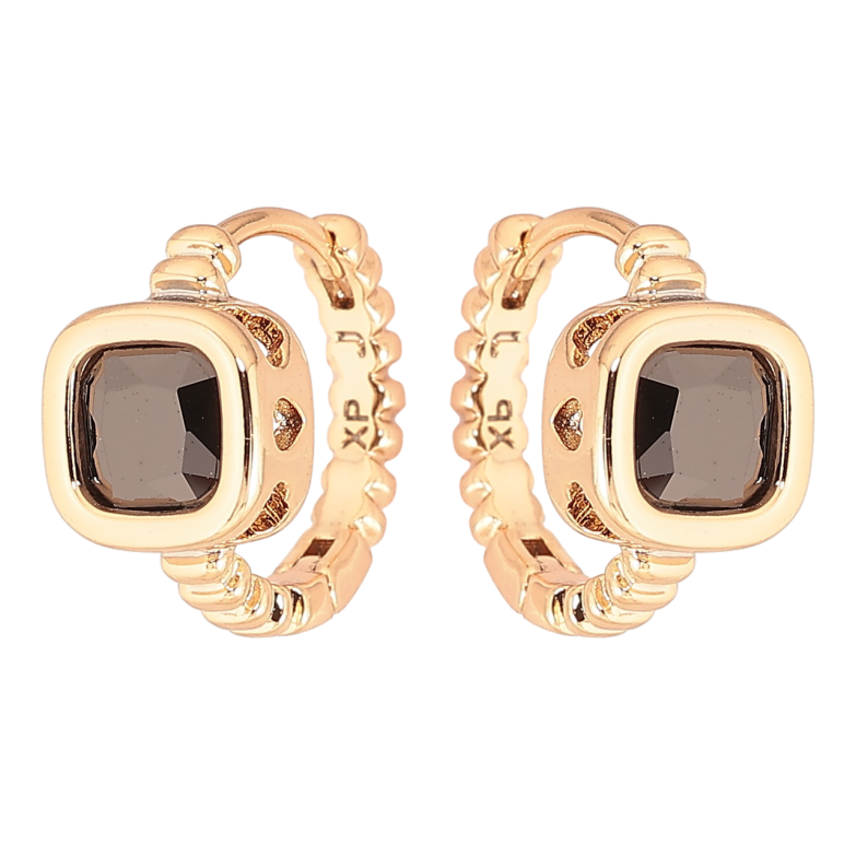 Серьги Xuping Позолота 18K колечки Черные кристаллы фото №1 Серьги Xuping Позолота 18K колечки Черные кристаллы фото №1