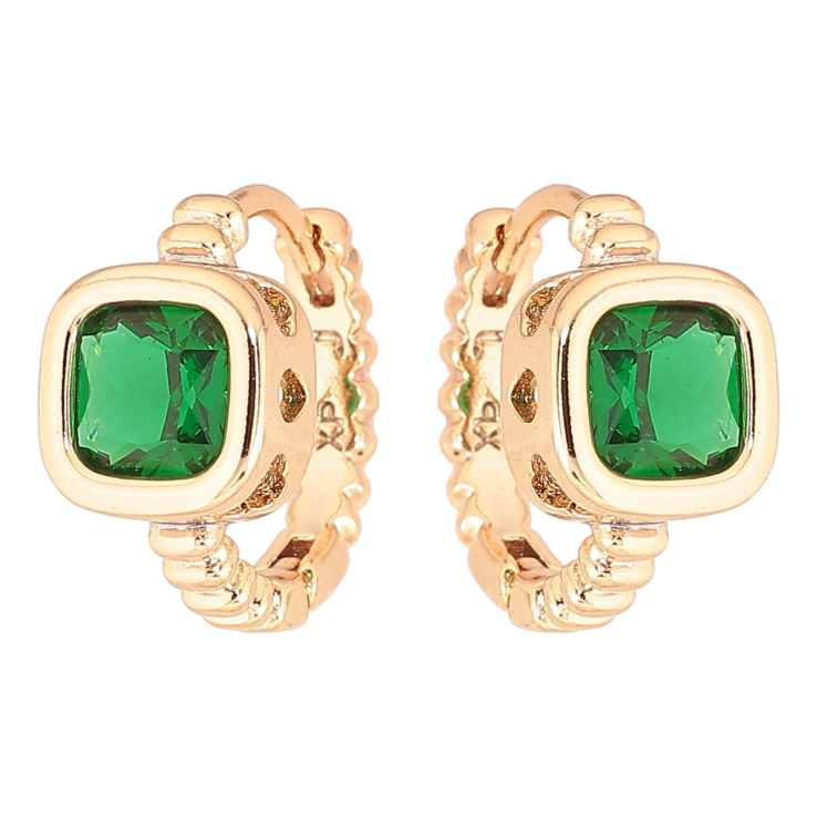 Сережки Xuping Позолота 18K колечка «Зелені кристали» фото №5 Сережки Xuping Позолота 18K колечка «Зелені кристали» фото №5