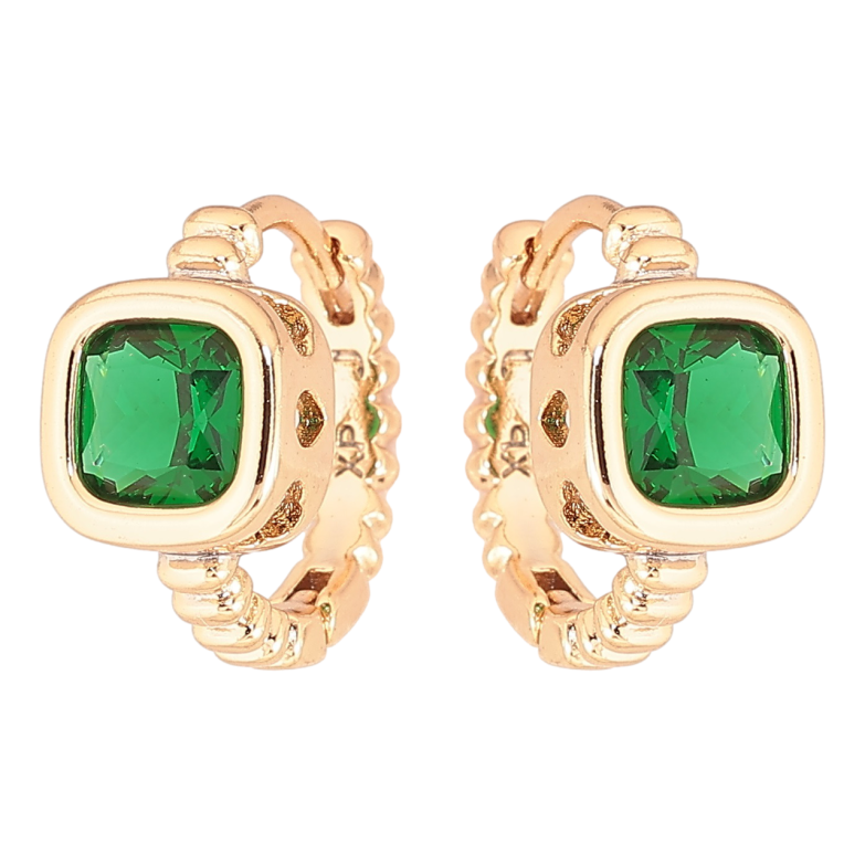 Сережки Xuping Позолота 18K колечка «Зелені кристали» фото №1 Сережки Xuping Позолота 18K колечка «Зелені кристали» фото №1