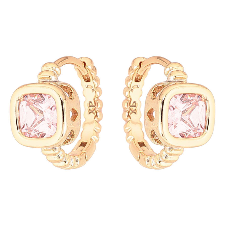 Сережки Xuping Позолота 18K колечка «Рожеві кристали» фото №1 Сережки Xuping Позолота 18K колечка «Рожеві кристали» фото №1