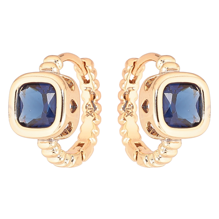 Сережки Xuping Позолота 18K колечка «Сині кристали» фото №13 Сережки Xuping Позолота 18K колечка «Сині кристали» фото №13