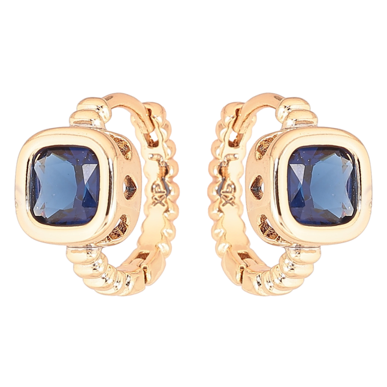 Сережки Xuping Позолота 18K колечка «Сині кристали» фото №1