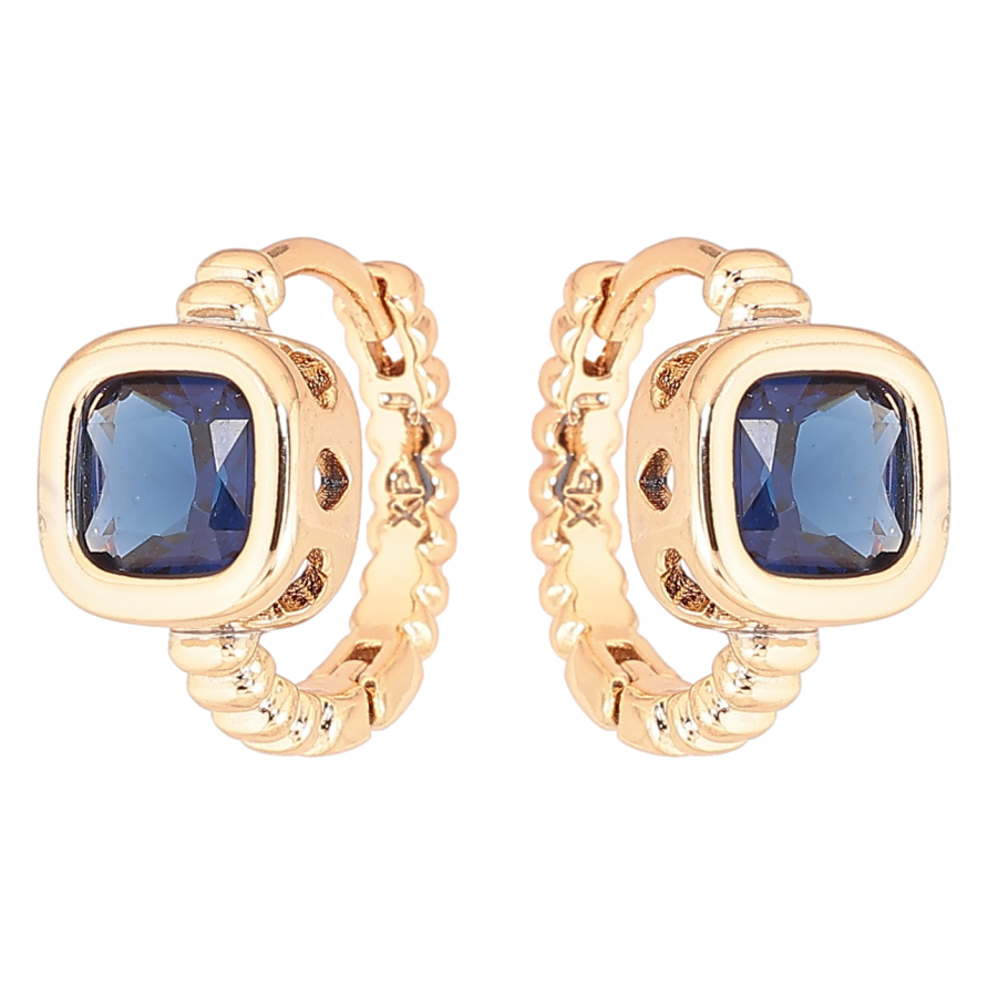 Сережки Xuping Позолота 18K колечка «Сині кристали» фото №1 Сережки Xuping Позолота 18K колечка «Сині кристали» фото №1