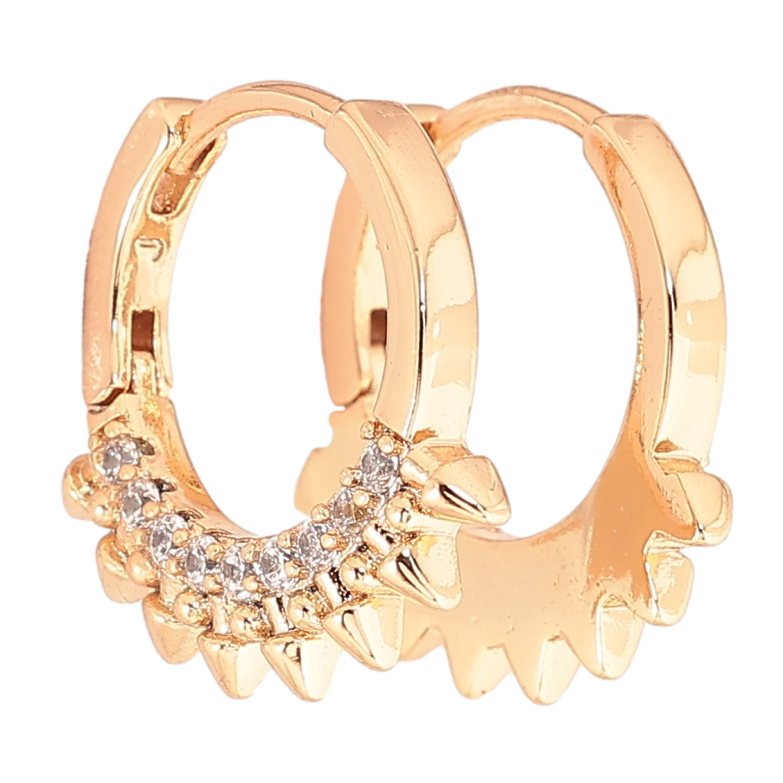 Сережки Xuping Позолота 18K колечка «Бічний візерунок з кристалами» фото №4 Сережки Xuping Позолота 18K колечка «Бічний візерунок з кристалами» фото №4