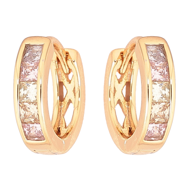 Сережки Xuping Позолота 18K колечка «Доріжки різнокольорових кристалів» фото №1 Сережки Xuping Позолота 18K колечка «Доріжки різнокольорових кристалів» фото №1